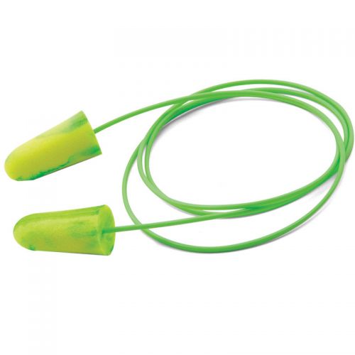 Goin' Green® Tapered Foam Earplugs, Corded, NRR 33, 100PR/BX