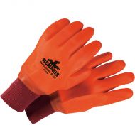 PVC Double Dipped Lined Gloves, Orange, Sandy, 11.5" long