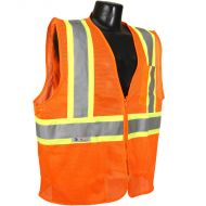 Class 2 Vest, Two-Tone Trim, Orange, Mesh, Zipper